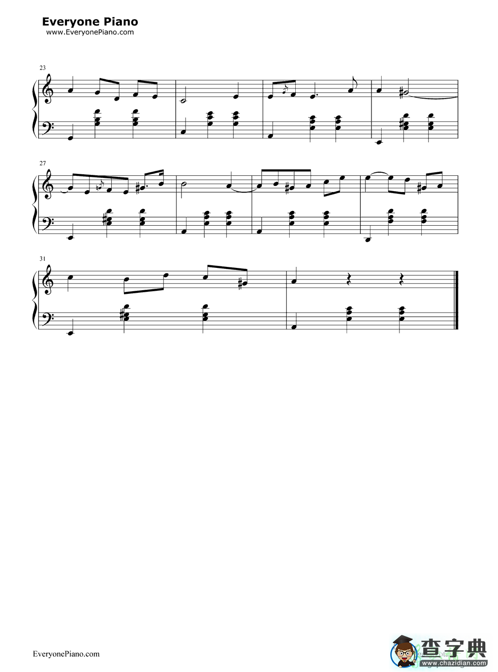 缓慢的圆舞曲钢琴谱沙尔文卡