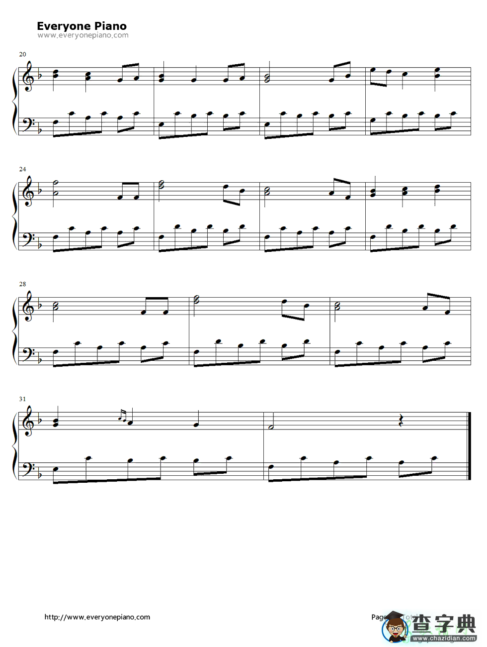 摇篮曲钢琴谱勃拉姆斯