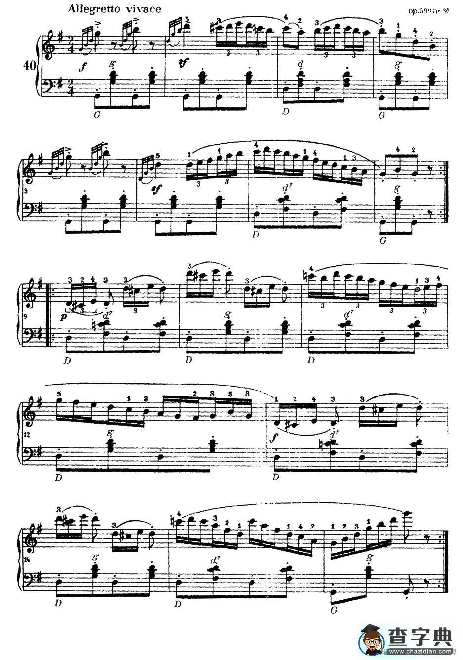 《车尔尼手风琴练习曲集》（第Ⅰ册）（37—44）手风琴谱/简谱