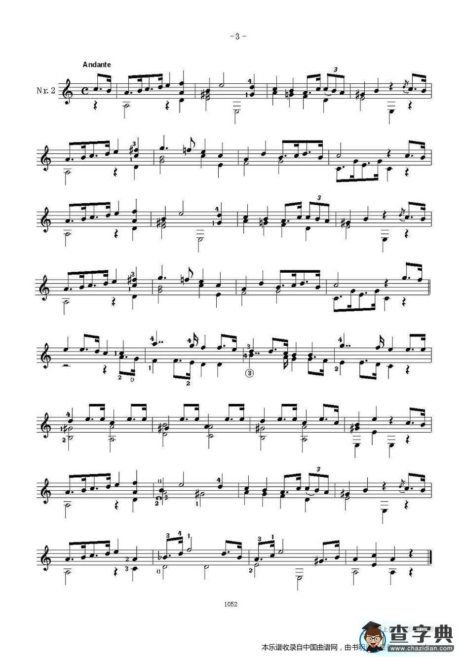 索尔·克斯特26首练习曲之1——5吉他谱