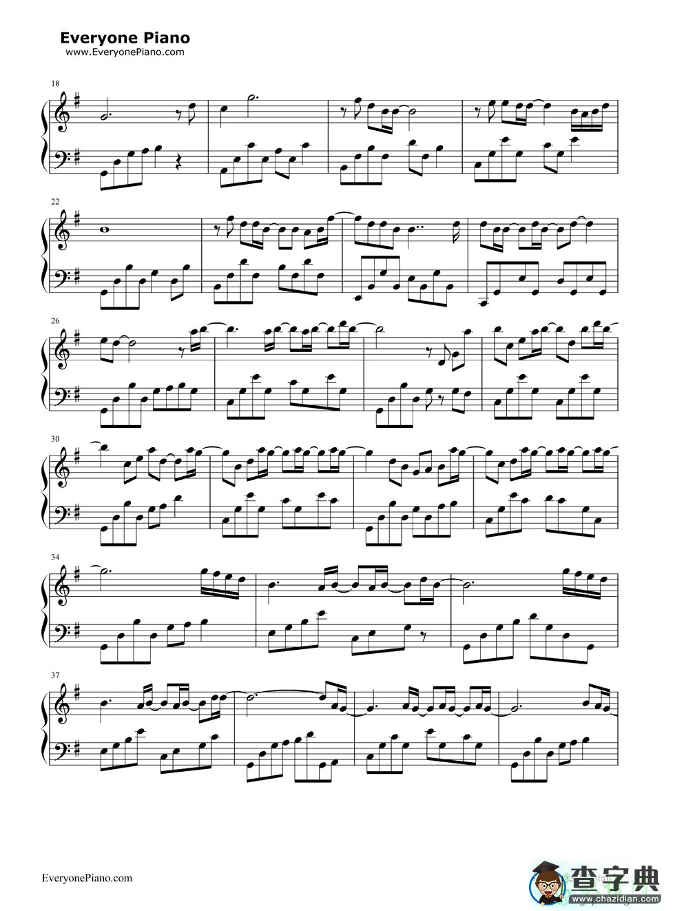 安静的午后钢琴谱pianoboy