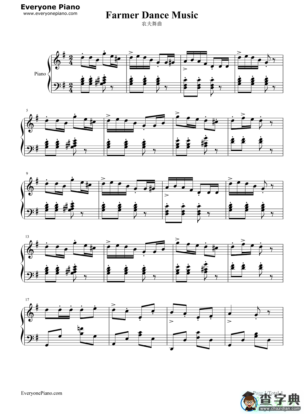 农夫舞曲钢琴谱鲍姆费尔德