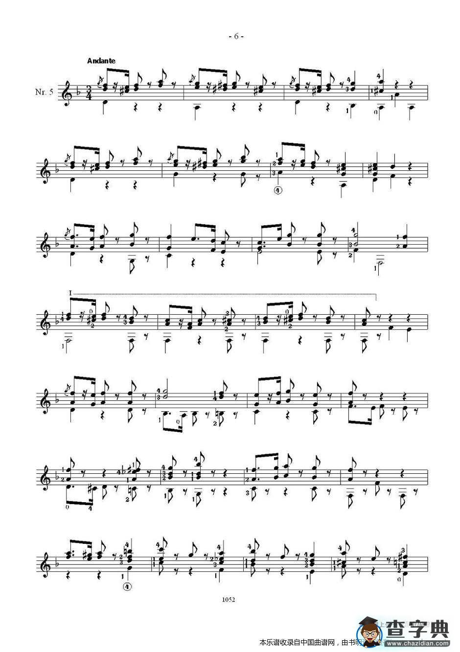 索尔·克斯特26首练习曲之1——5吉他谱
