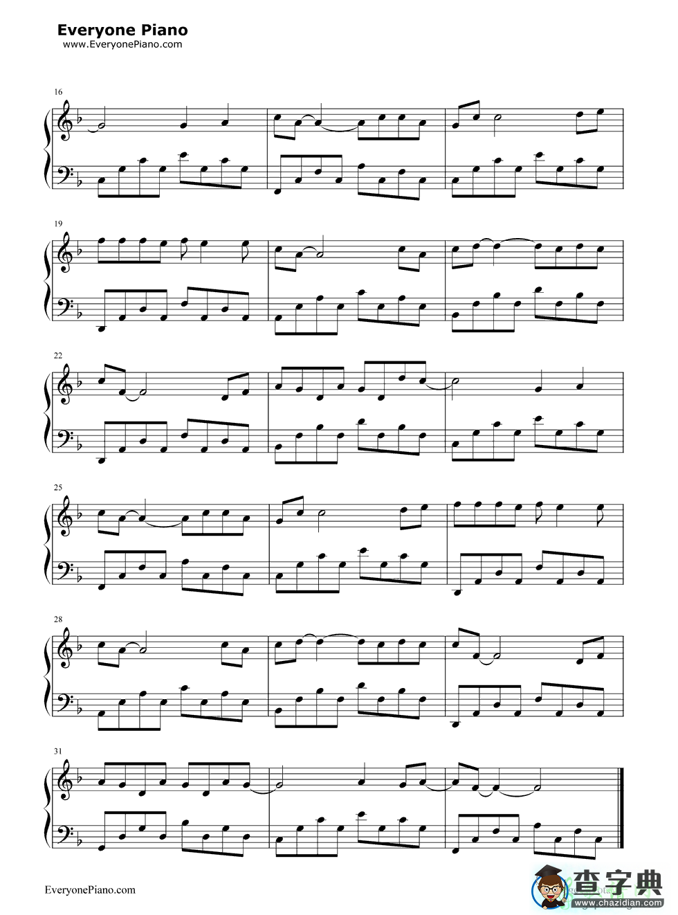因为爱情钢琴谱将爱情进行到底主题曲钢琴简谱