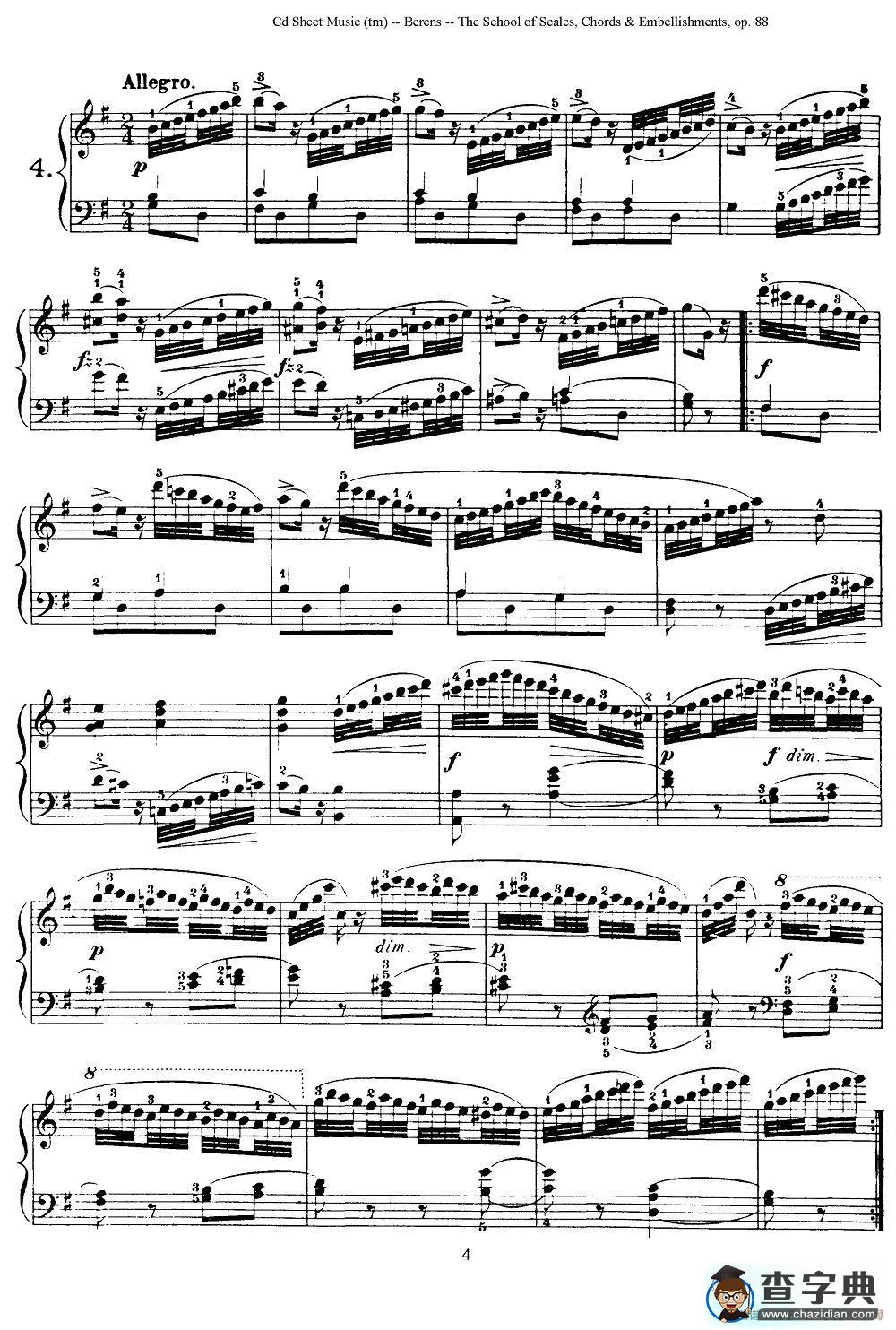 贝伦斯28首钢琴（和弦及装饰音）练习曲（1—5）钢琴谱