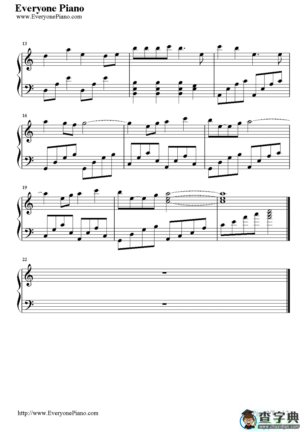 幽灵公主主题曲钢琴谱久石让