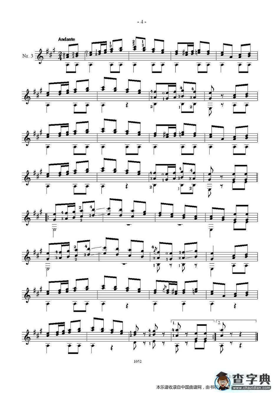 索尔·克斯特26首练习曲之1——5吉他谱