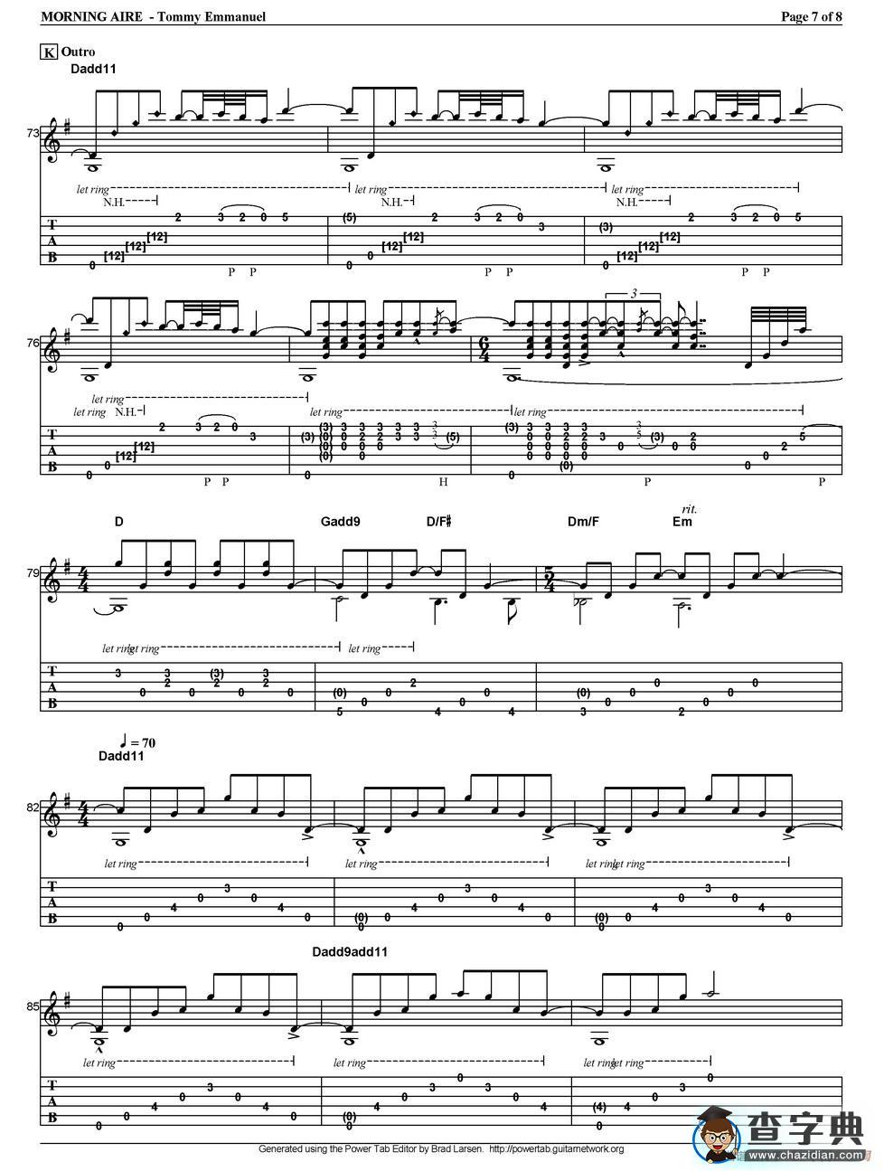 tommy emmanuel：morning aire（指弹吉他）吉他谱