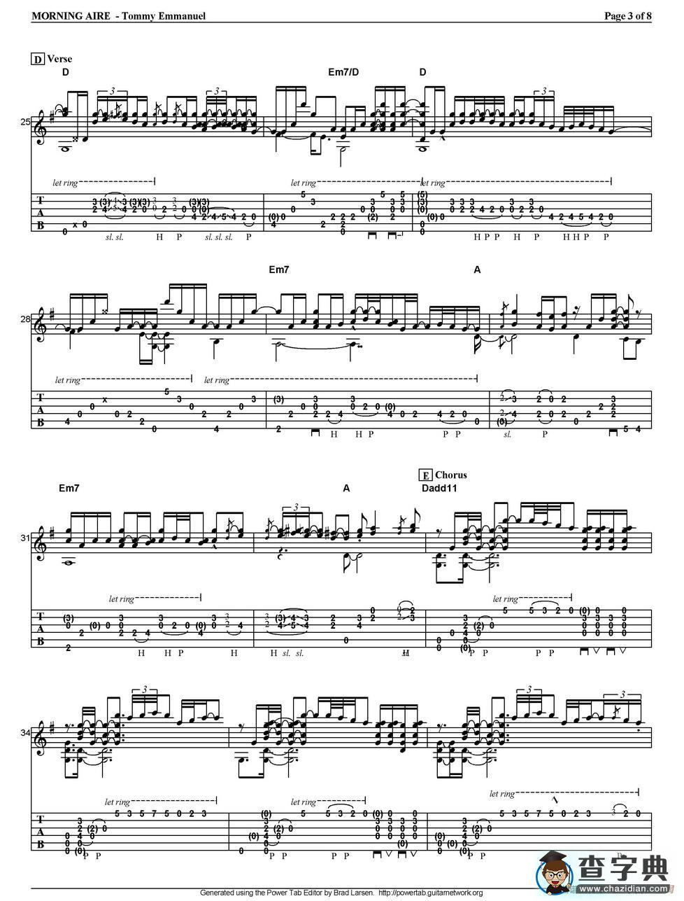 tommy emmanuel：morning aire（指弹吉他）吉他谱