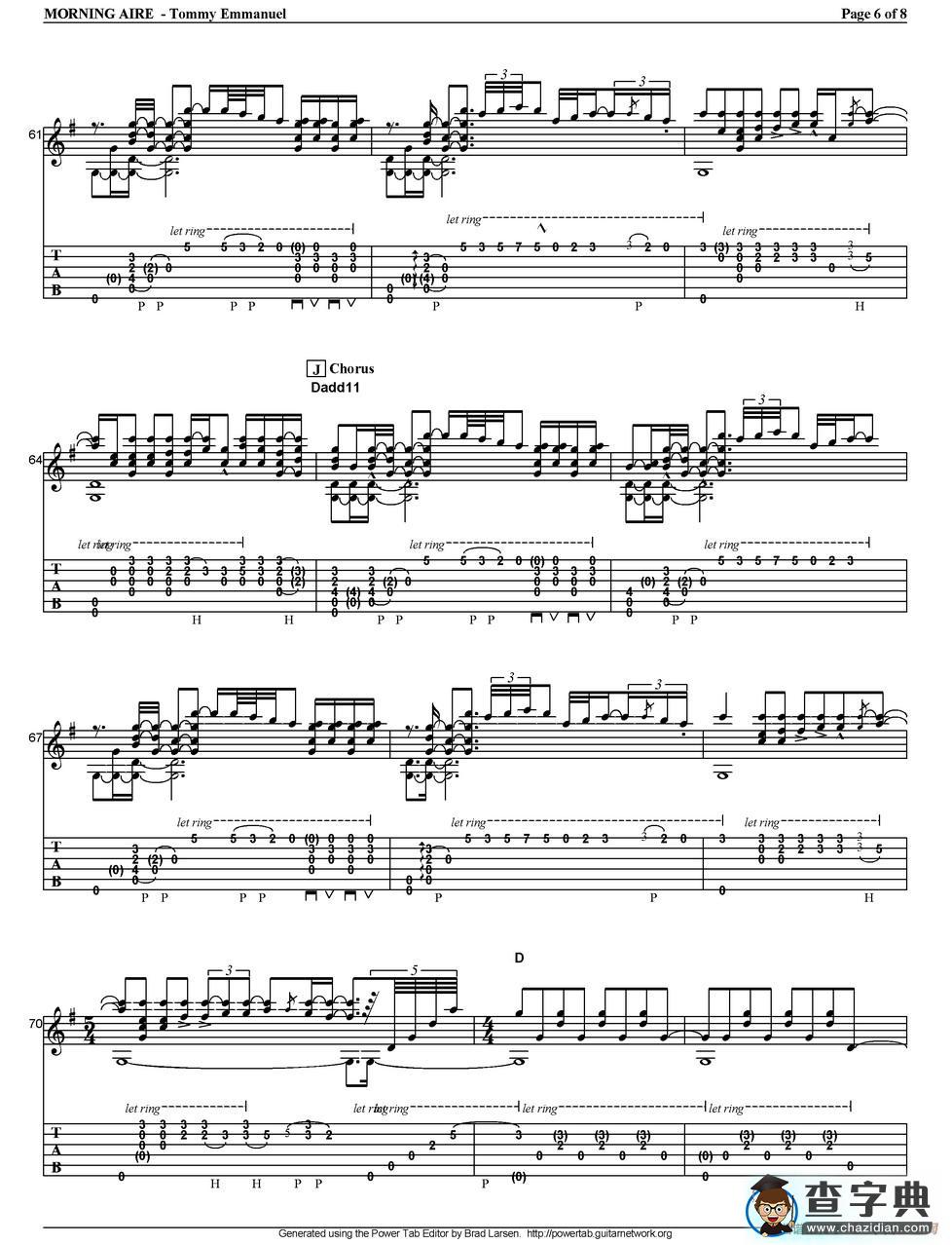 tommy emmanuel：morning aire（指弹吉他）吉他谱