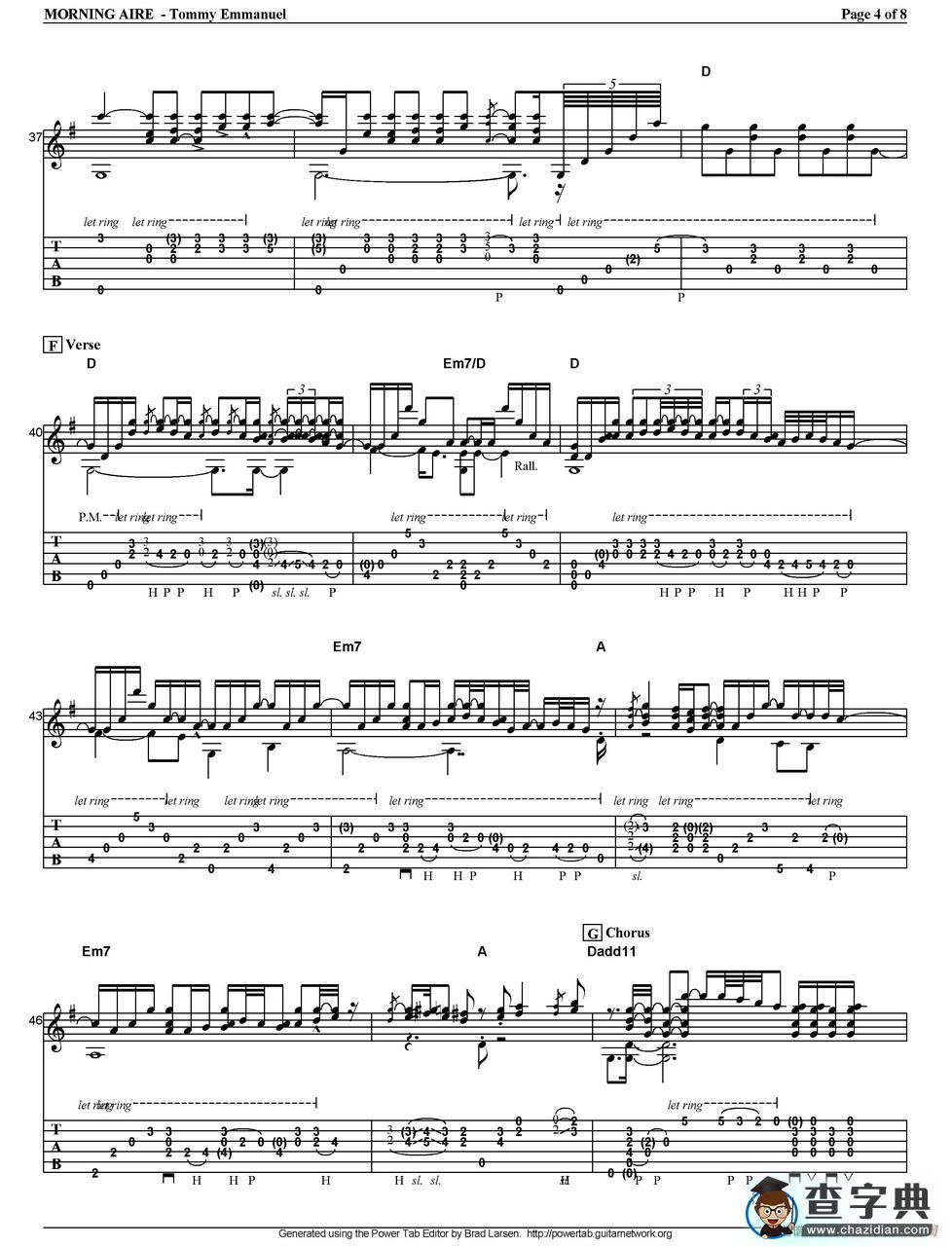 tommy emmanuel：morning aire（指弹吉他）吉他谱