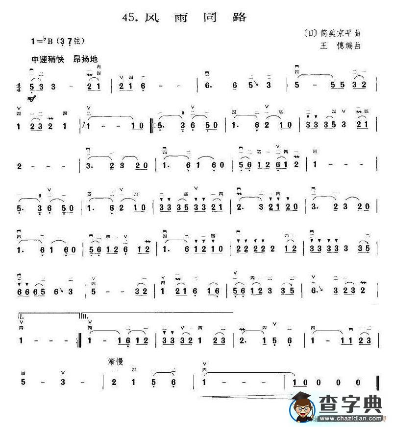 风雨同路（王懳编曲订谱）二胡谱