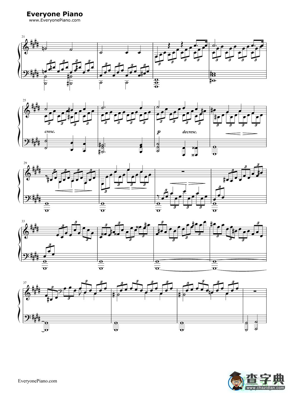 月光奏鸣曲第一乐章钢琴谱_月光奏鸣曲钢琴简谱