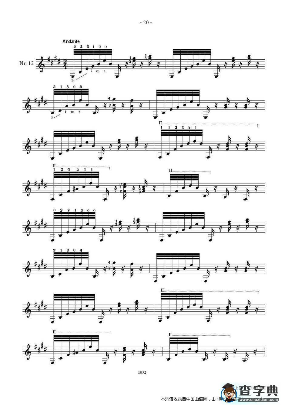 索尔·克斯特26首练习曲之11——15吉他谱