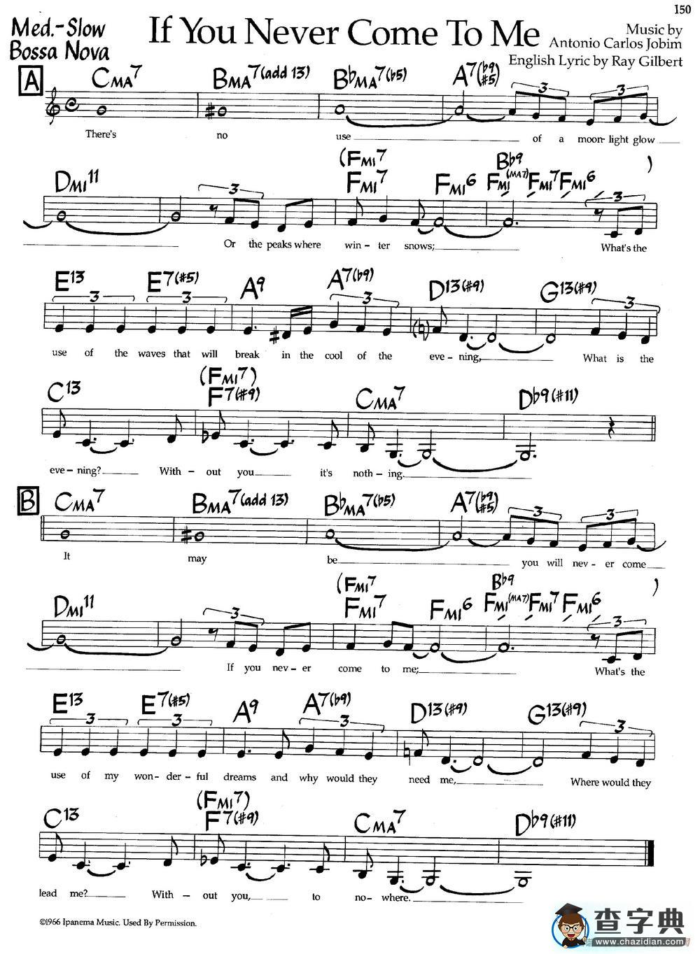 If You Never Come To Me（爵士钢琴曲）钢琴谱