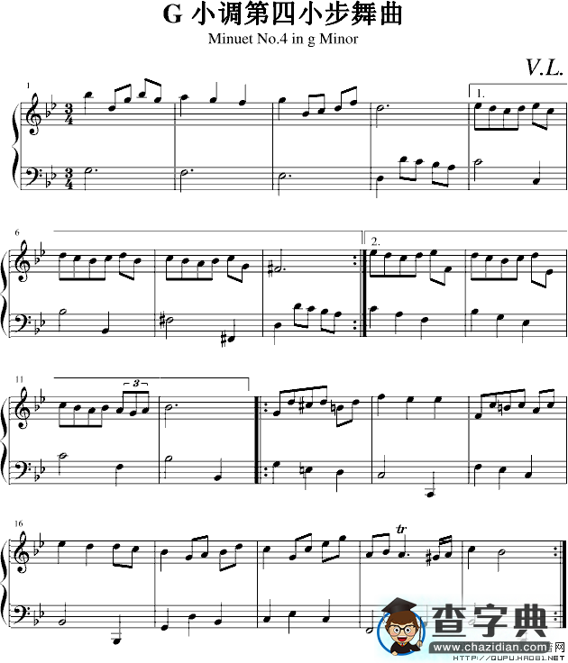 G小调第四小步舞曲.钢琴谱
