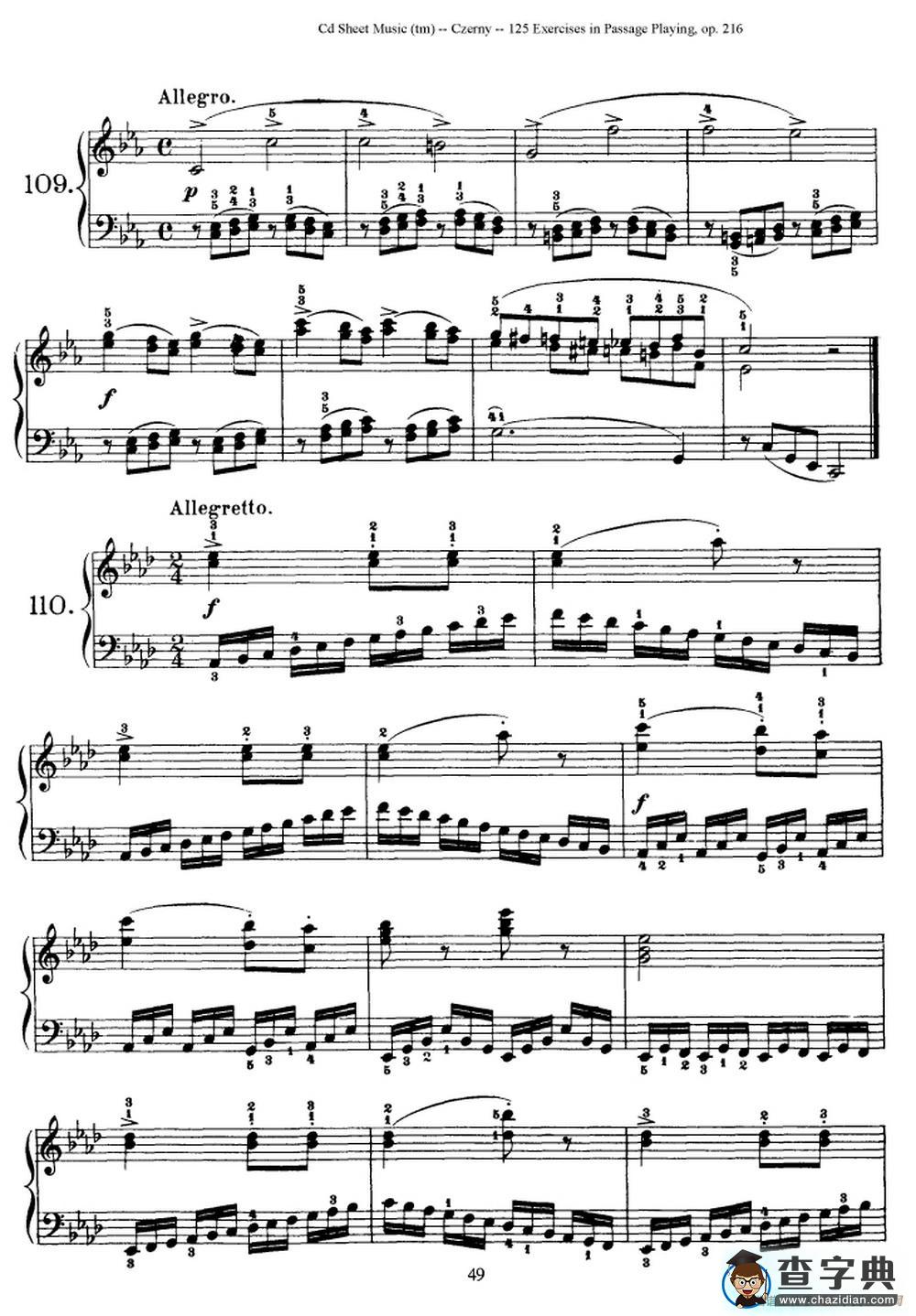 125 Exercises in Passage Playing Op.261（车尔尼125首钢琴短乐句练习曲（95——111））钢琴谱