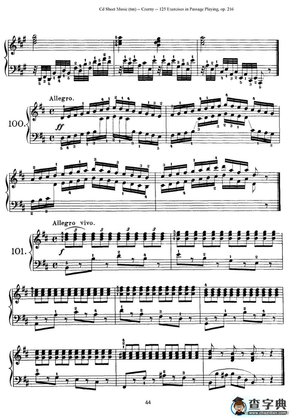125 Exercises in Passage Playing Op.261（车尔尼125首钢琴短乐句练习曲（95——111））钢琴谱