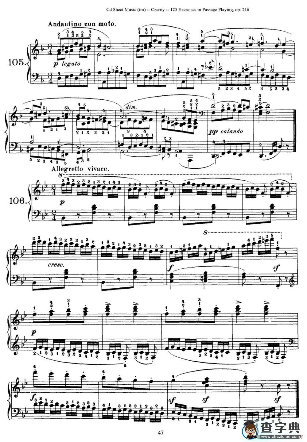 125 Exercises in Passage Playing Op.261（车尔尼125首钢琴短乐句练习曲（95——111））钢琴谱