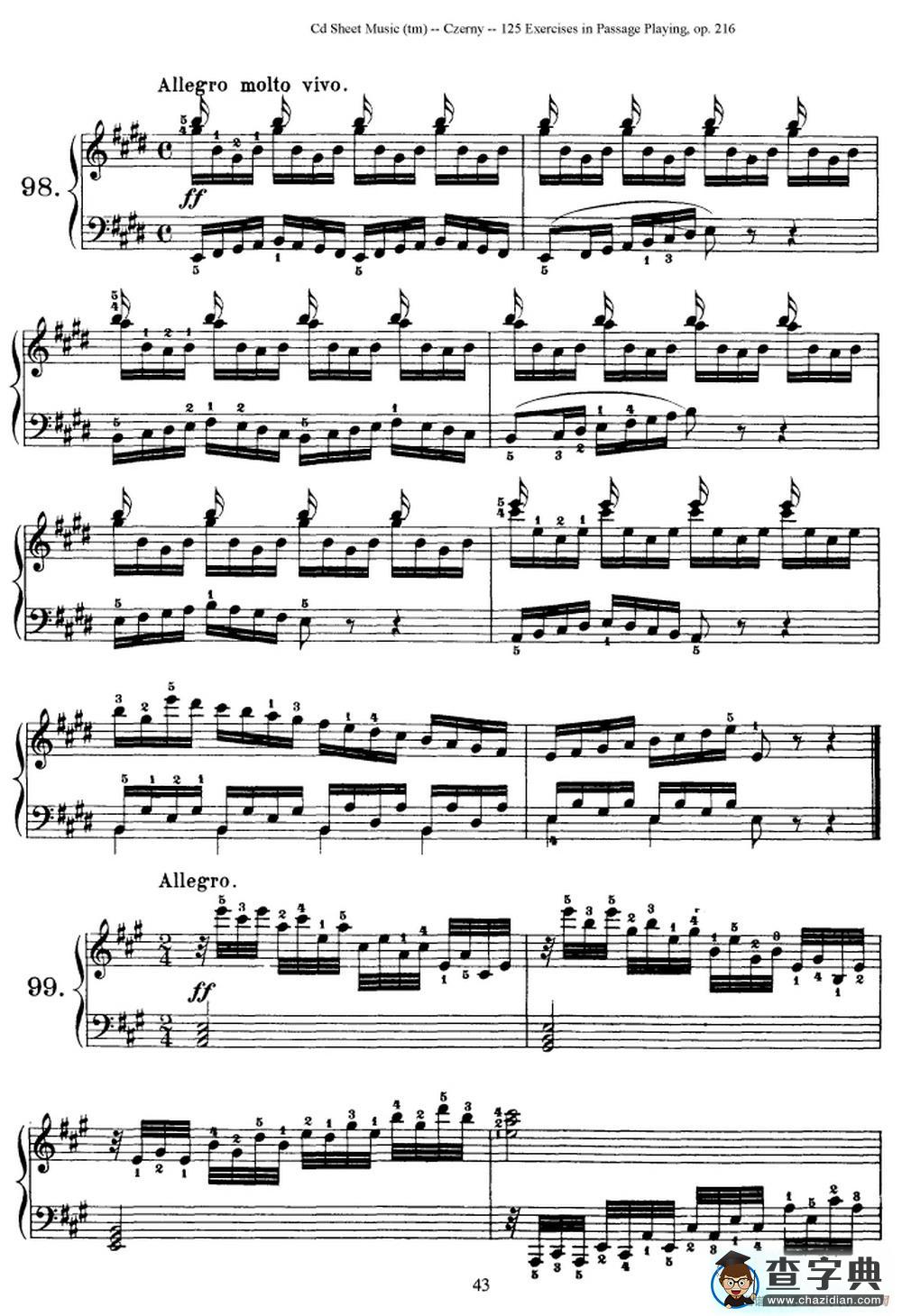 125 Exercises in Passage Playing Op.261（车尔尼125首钢琴短乐句练习曲（95——111））钢琴谱
