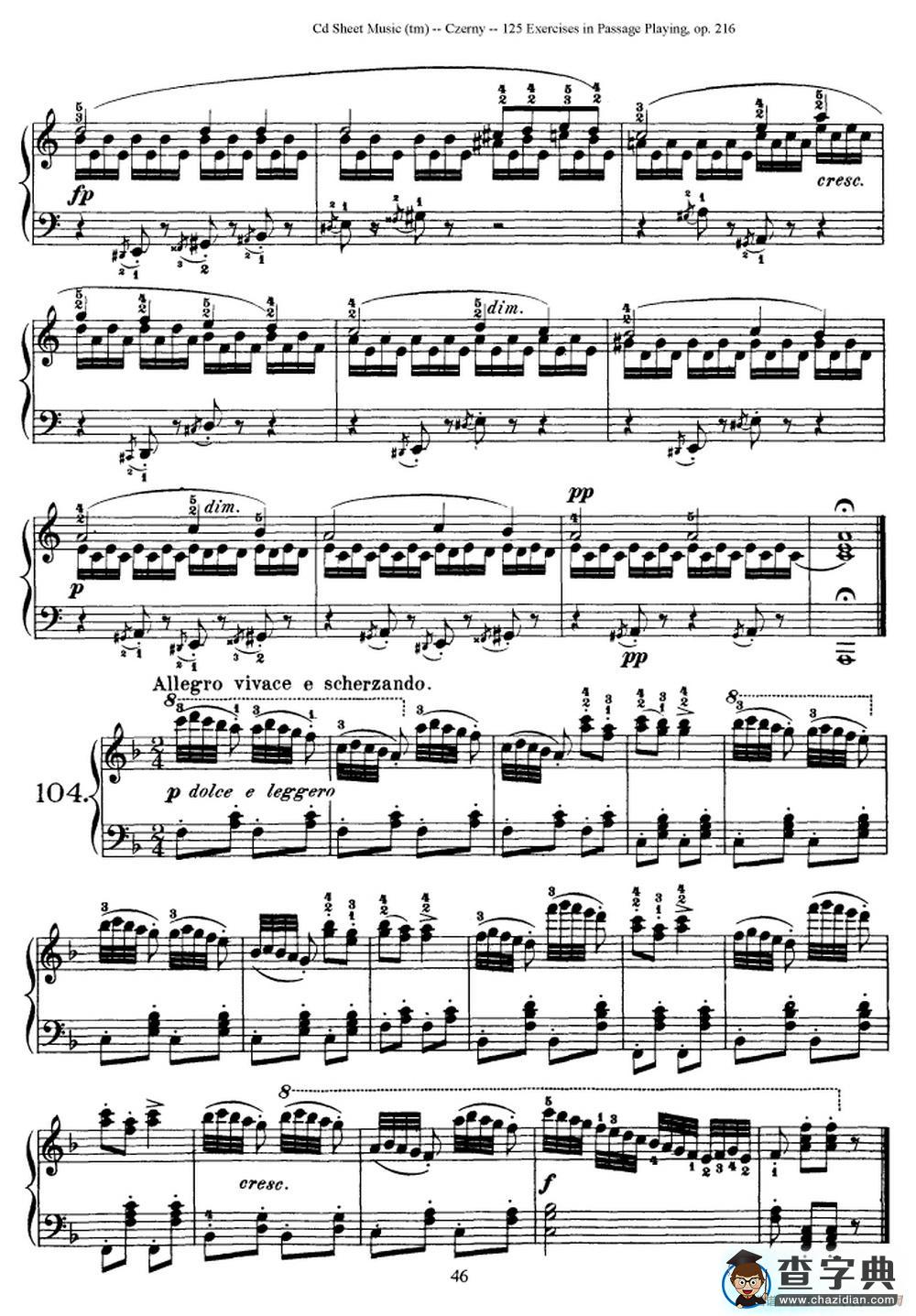 125 Exercises in Passage Playing Op.261（车尔尼125首钢琴短乐句练习曲（95——111））钢琴谱