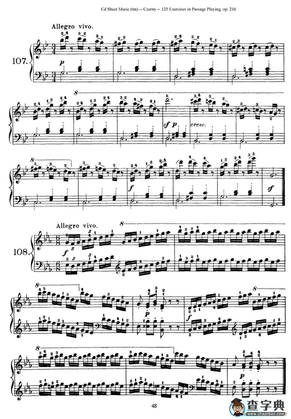 125 Exercises in Passage Playing Op.261（车尔尼125首钢琴短乐句练习曲（95——111））钢琴谱