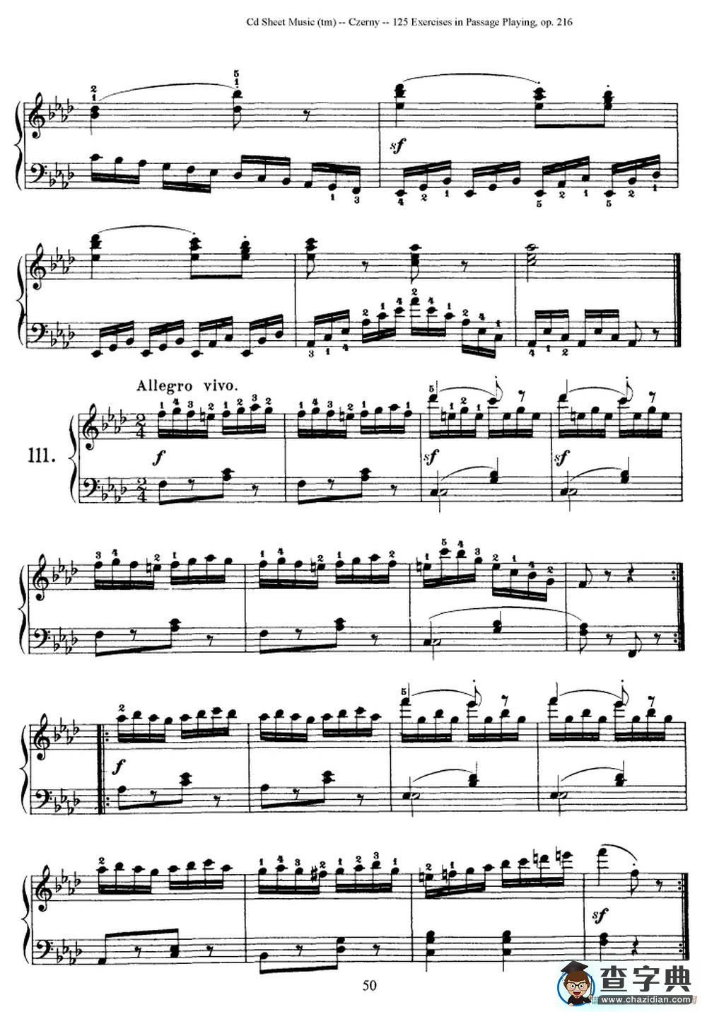125 Exercises in Passage Playing Op.261（车尔尼125首钢琴短乐句练习曲（95——111））钢琴谱