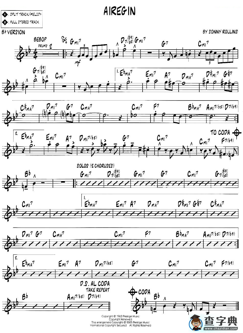 AIREGIN（jazz系列萨克斯谱）萨克斯谱