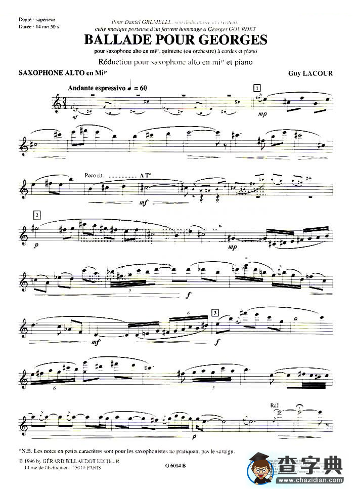 Ballade Pour Georges萨克斯谱