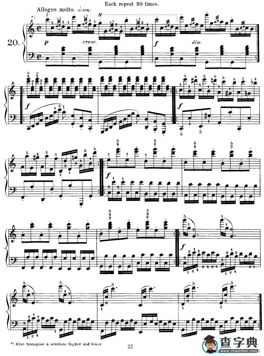 Czerny - 40 Daily Exerci Op.337（16—20）（40首日常训练曲）钢琴谱