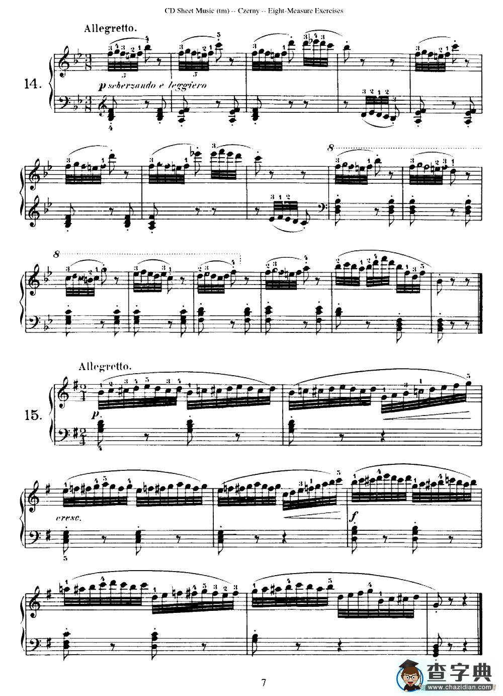 160 Eight- Measure Exercises.Op.821（车尔尼160首钢琴八小节练习曲（1——18））钢琴谱
