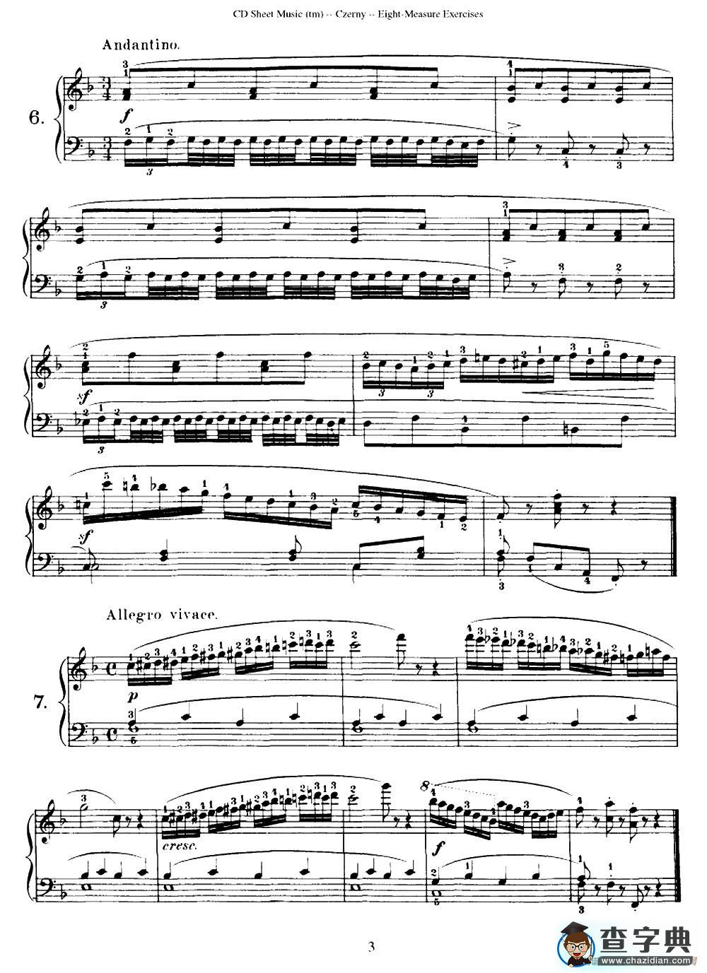 160 Eight- Measure Exercises.Op.821（车尔尼160首钢琴八小节练习曲（1——18））钢琴谱
