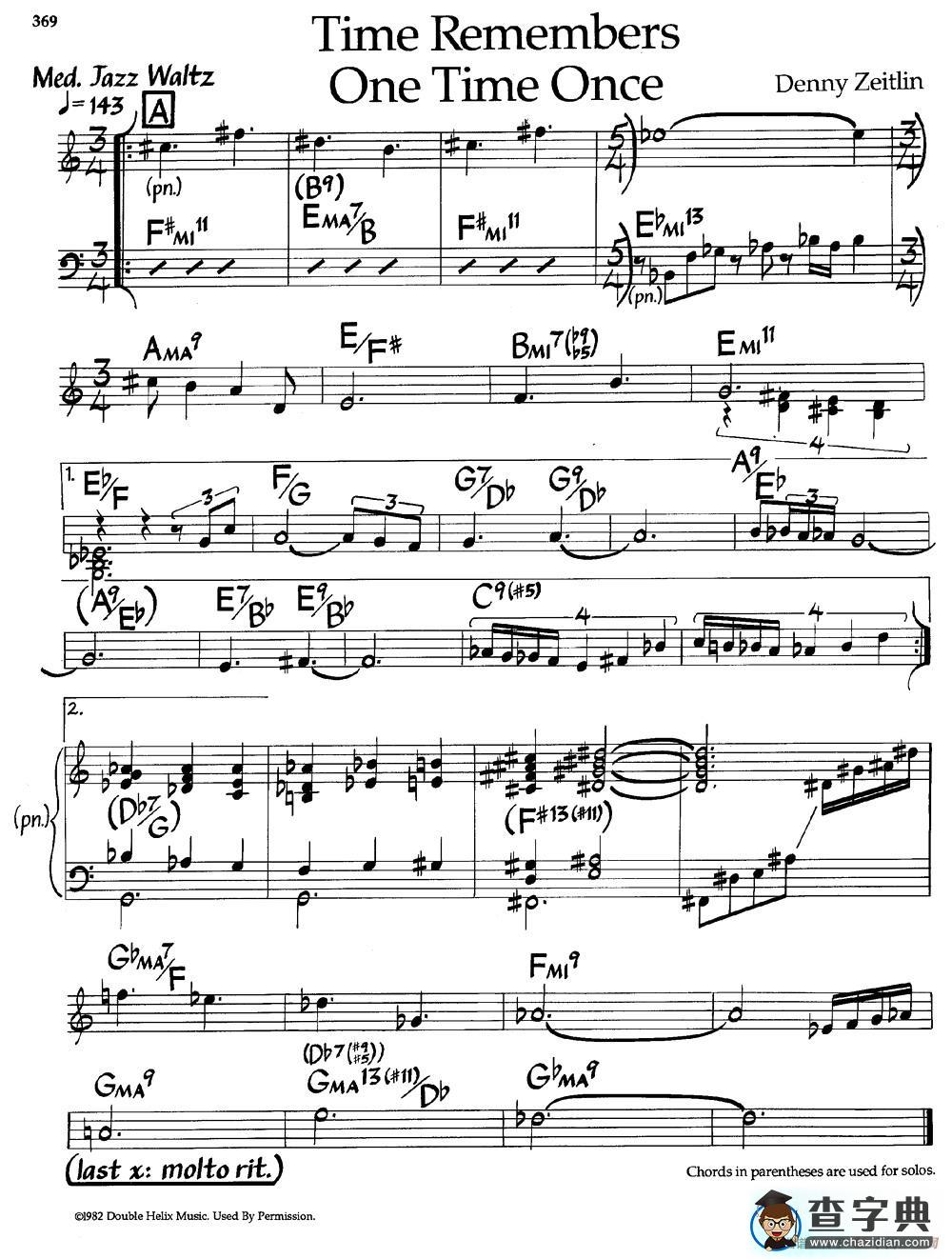 Time Remembers One Time Once（爵士钢琴曲）钢琴谱