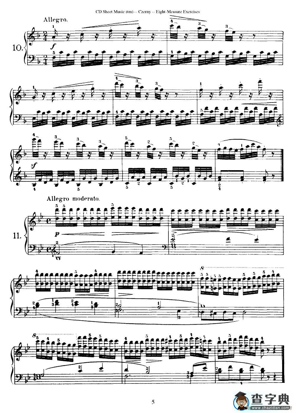160 Eight- Measure Exercises.Op.821（车尔尼160首钢琴八小节练习曲（1——18））钢琴谱