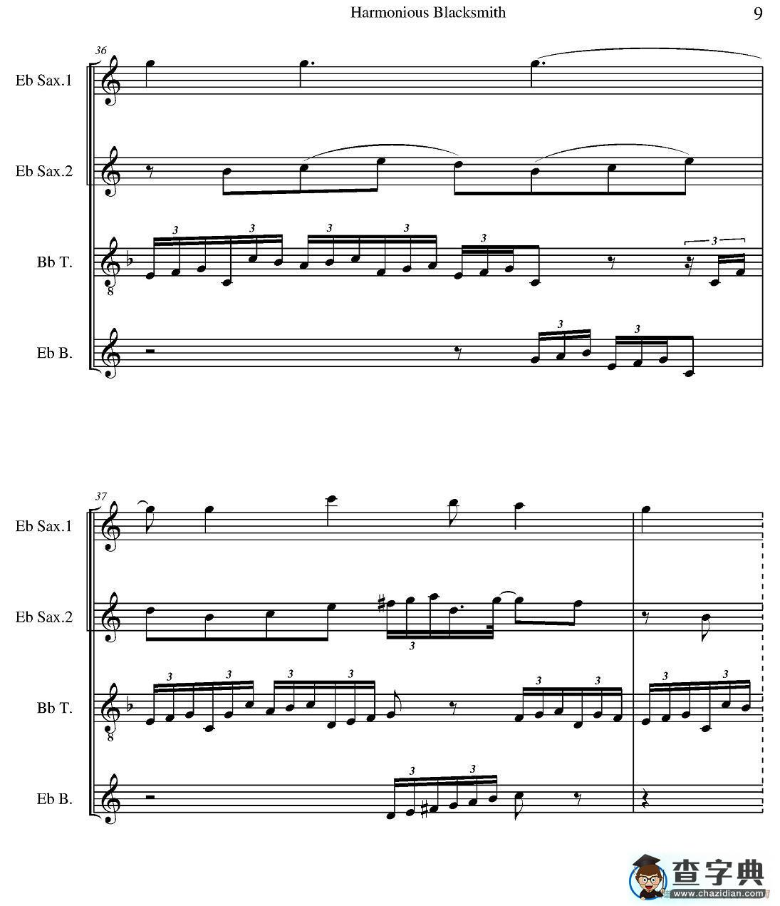 Harmonious Blacksmith（快乐的铁匠）（四重奏）萨克斯谱