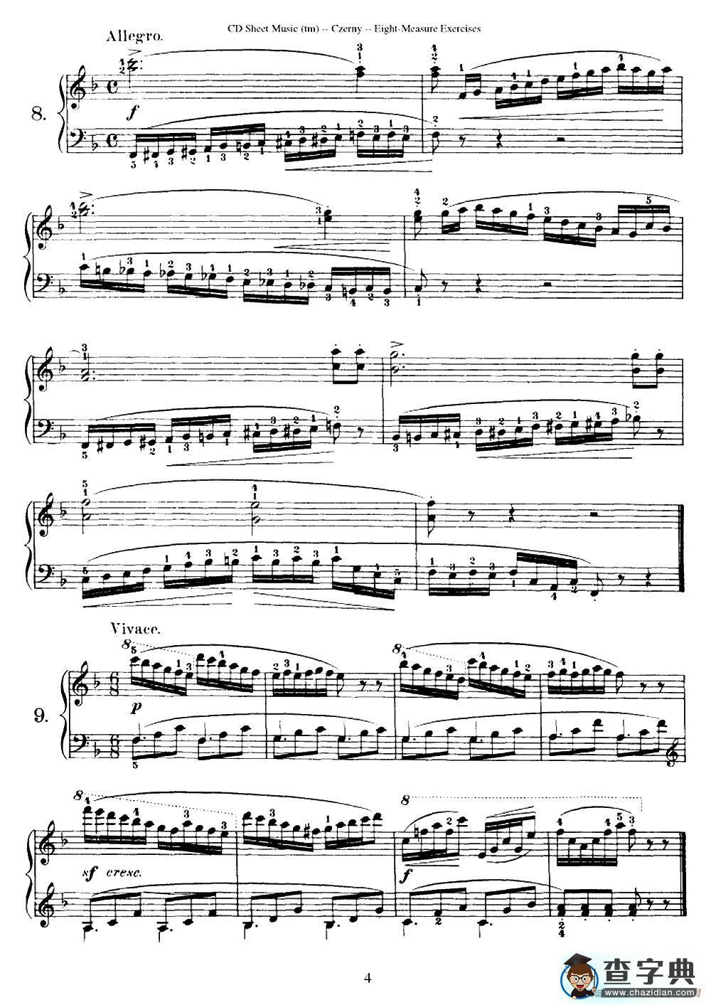 160 Eight- Measure Exercises.Op.821（车尔尼160首钢琴八小节练习曲（1——18））钢琴谱