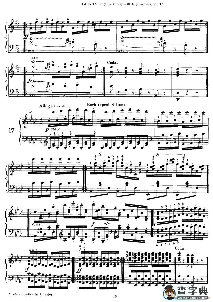 Czerny - 40 Daily Exerci Op.337（16—20）（40首日常训练曲）钢琴谱