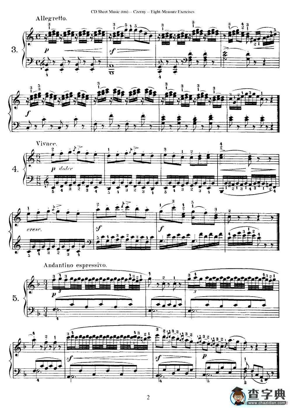 160 Eight- Measure Exercises.Op.821（车尔尼160首钢琴八小节练习曲（1——18））钢琴谱