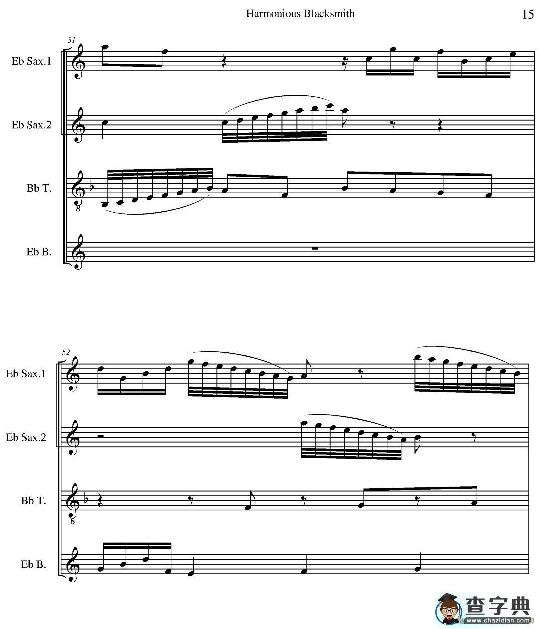 Harmonious Blacksmith（快乐的铁匠）（四重奏）萨克斯谱
