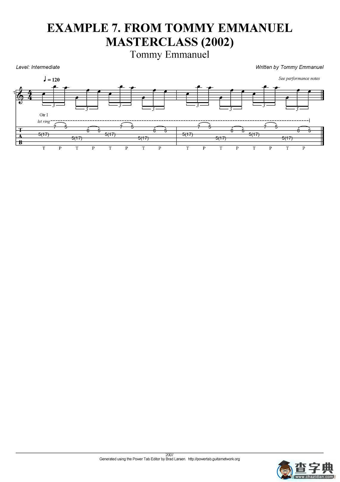 tommy emmanuel：masterclass example-7（指弹吉他）吉他谱