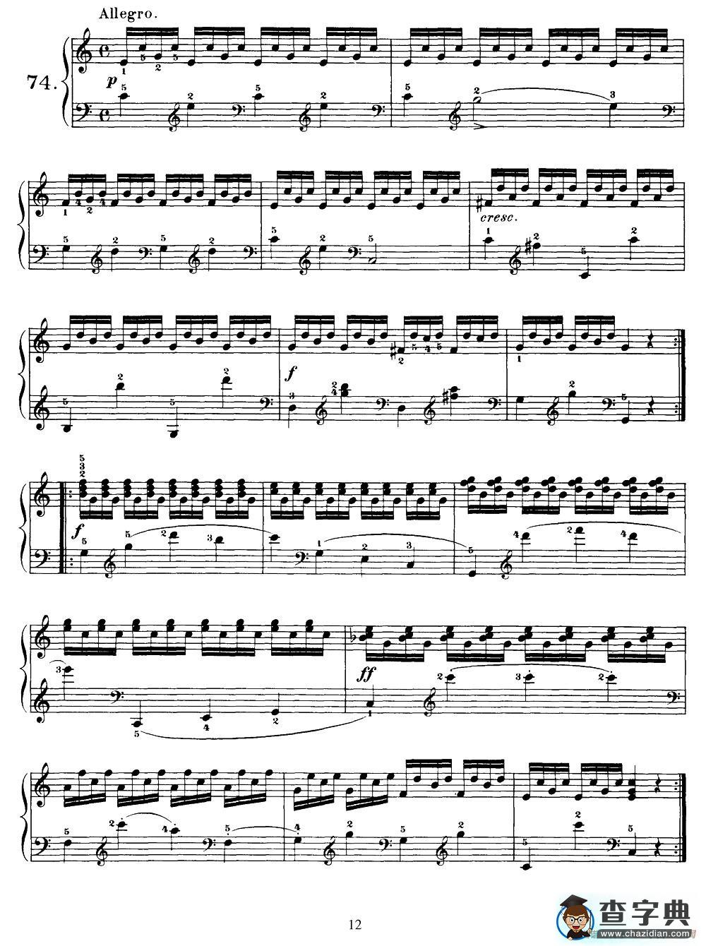 One Hundred and Ten Easy and Progressive Exercises Op.453（车尔尼110首简易练习曲 72——80）钢琴谱