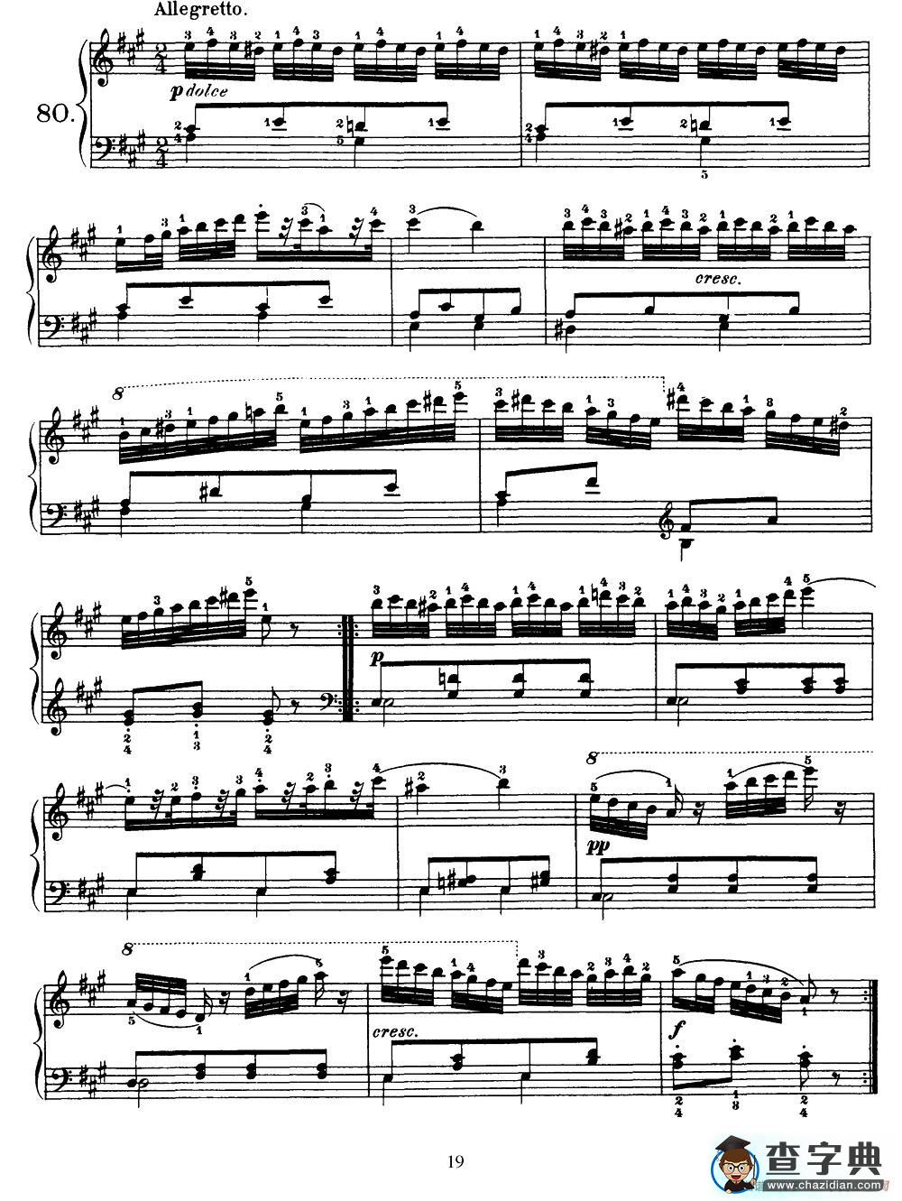 One Hundred and Ten Easy and Progressive Exercises Op.453（车尔尼110首简易练习曲 72——80）钢琴谱