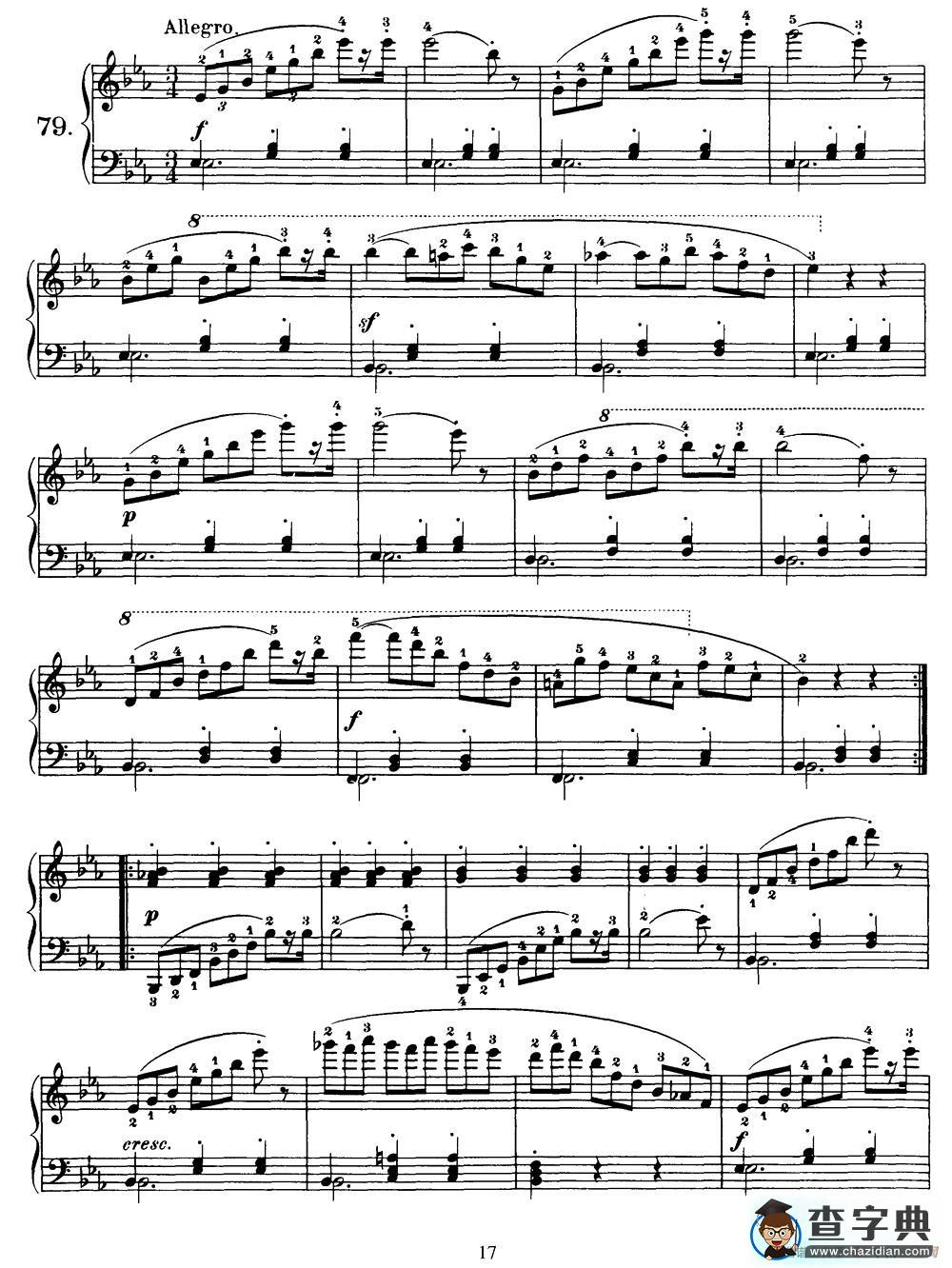 One Hundred and Ten Easy and Progressive Exercises Op.453（车尔尼110首简易练习曲 72——80）钢琴谱