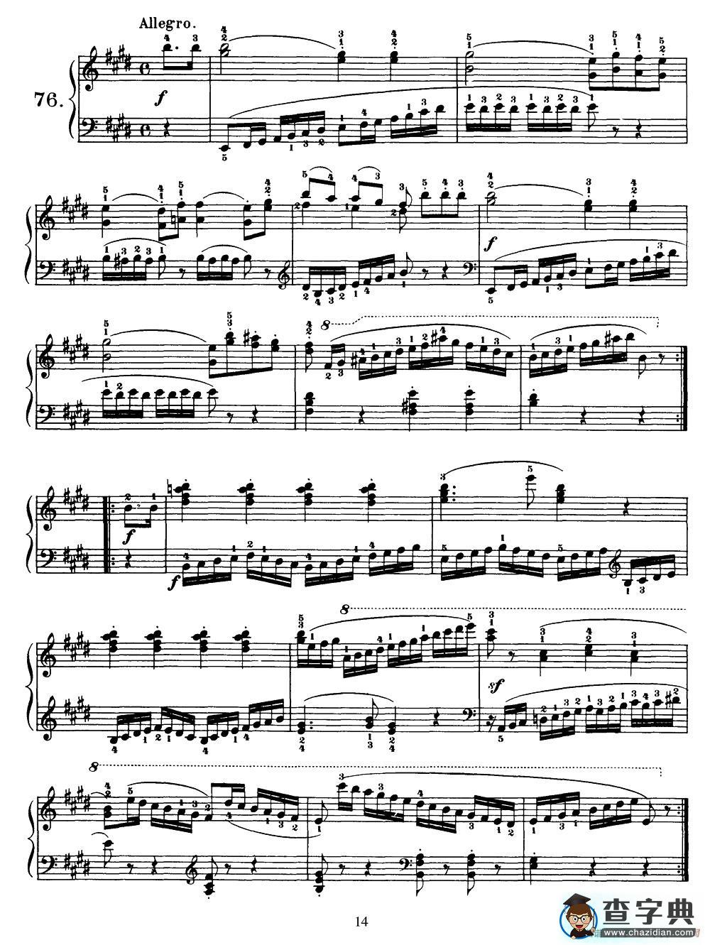 One Hundred and Ten Easy and Progressive Exercises Op.453（车尔尼110首简易练习曲 72——80）钢琴谱