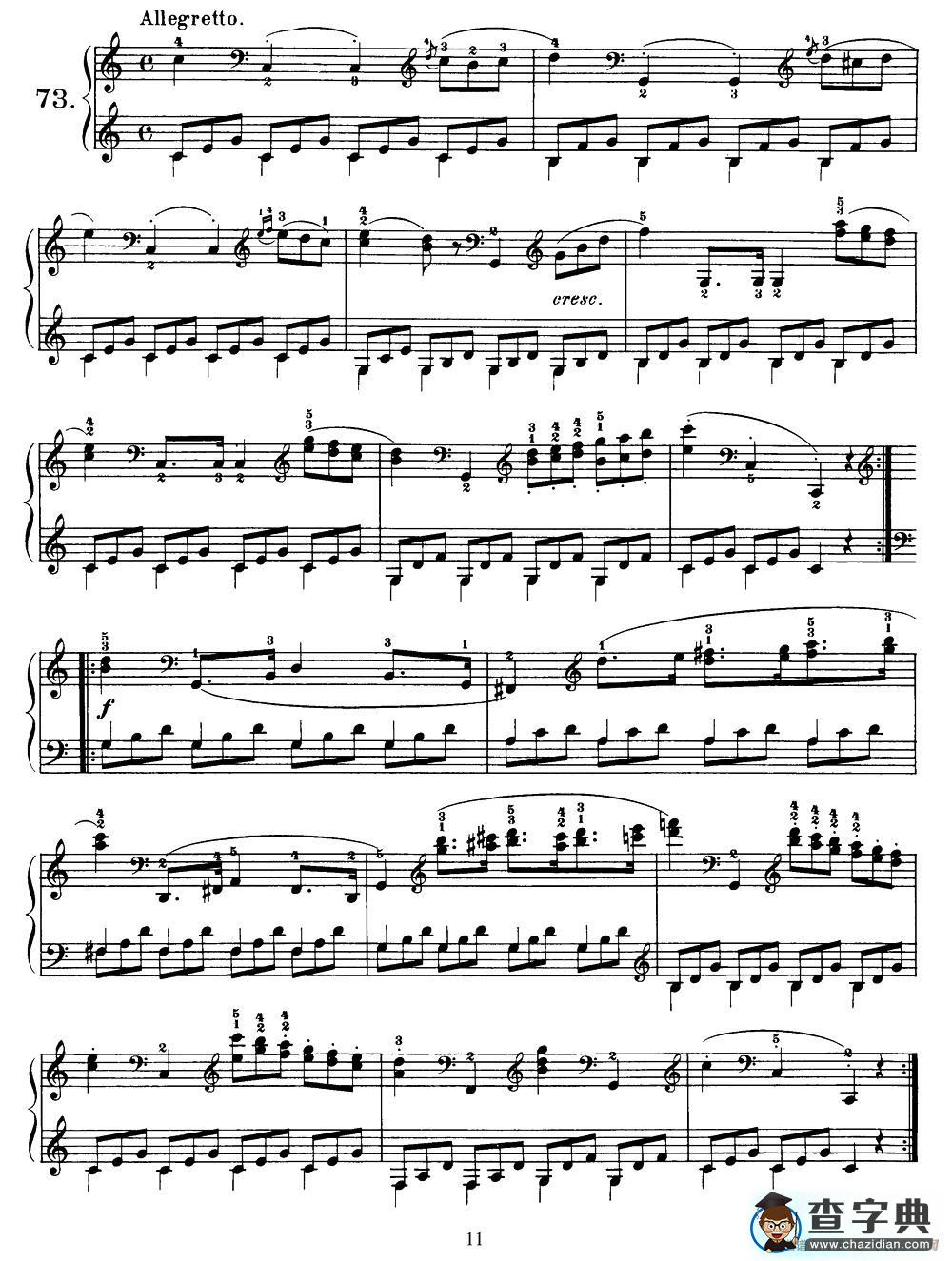 One Hundred and Ten Easy and Progressive Exercises Op.453（车尔尼110首简易练习曲 72——80）钢琴谱