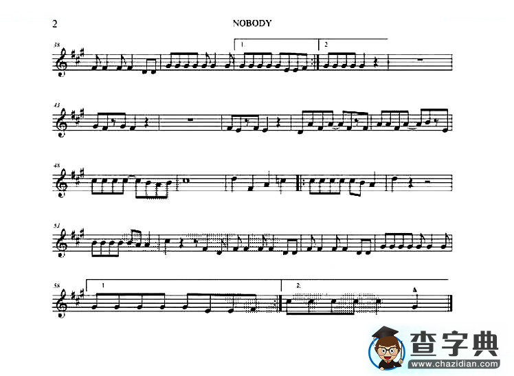 nobody（四重奏分谱）萨克斯谱