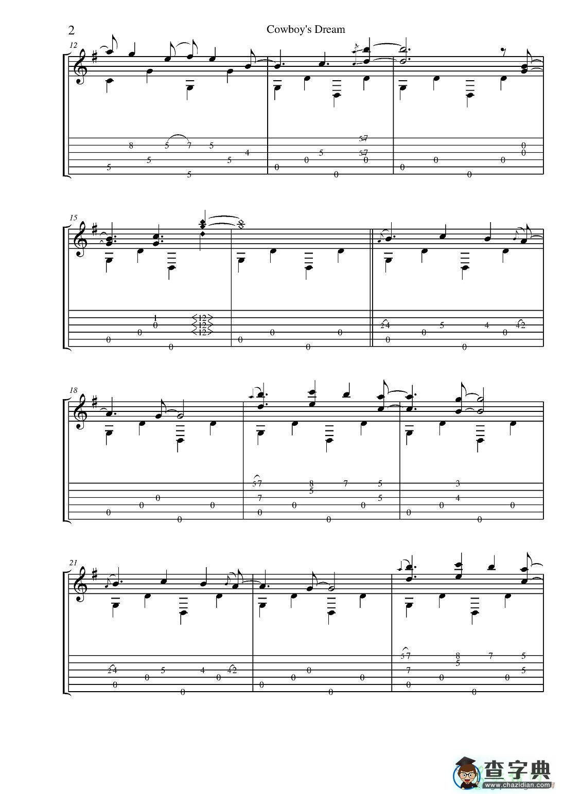 cowboys dream(1)指弹吉他谱
