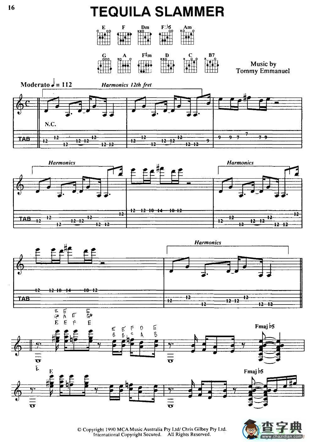 TEQUILA SLAMMER（指弹吉他谱）
