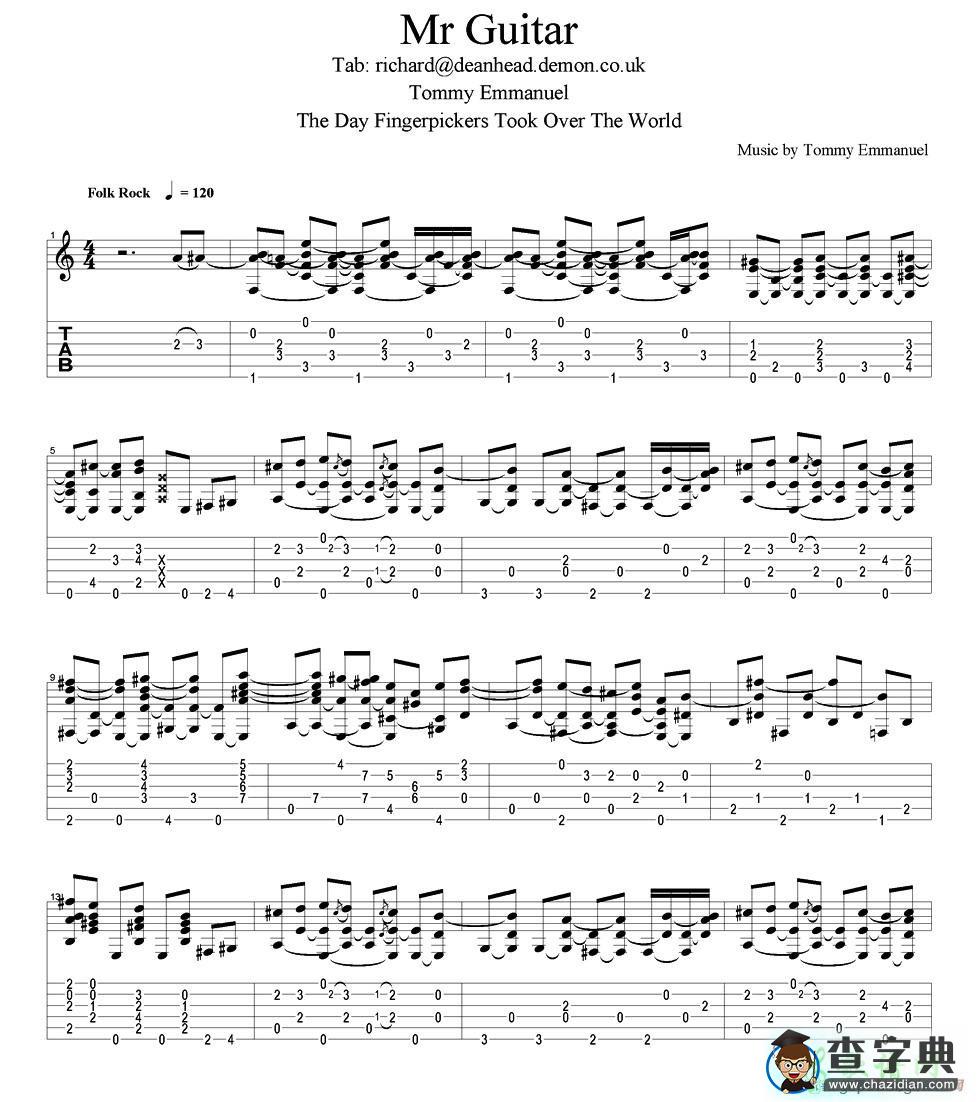 mr guitar（指弹吉他谱）
