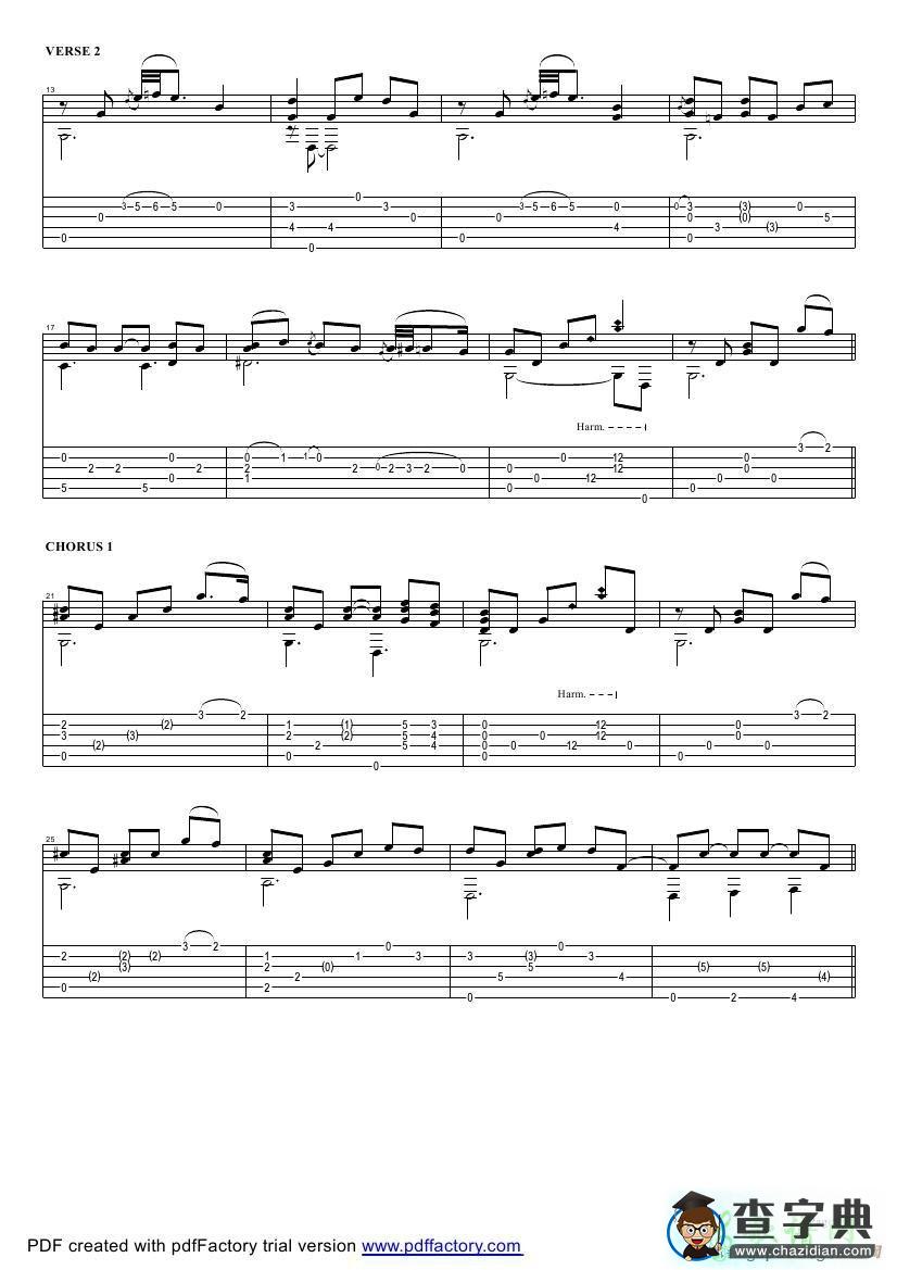 smokey mountain lullaby（指弹吉他谱）